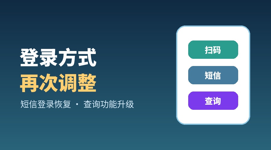 【功能更新】登录方式再次调整：短信登录恢复，查询新增农场与充值金